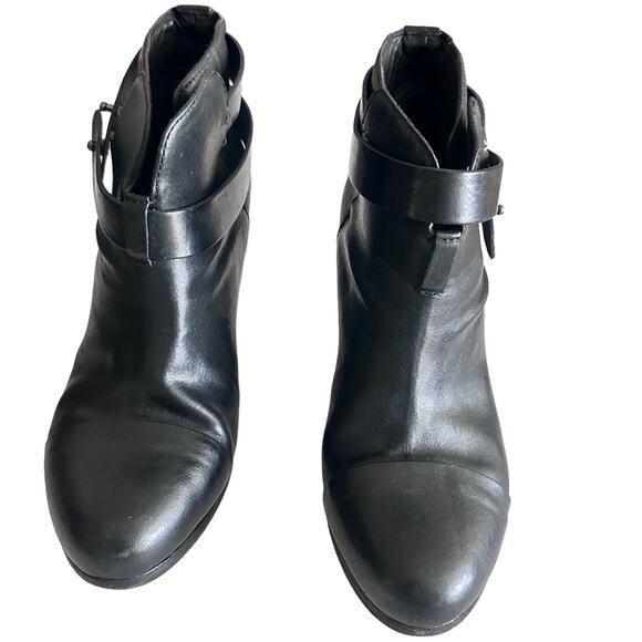 rag & bone Harrow Black Leather Belted Ankle western Boots US 7 - Picture 3 of 10